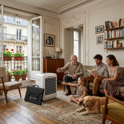COOVRA™  Solar-Powered Evaporative Air Cooler Fan —  with 100W Foldable Solar Panel